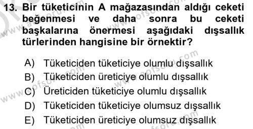 Kamu Ekonomisi 1 Dersi 2020 - 2021 Yılı Yaz Okulu Sınavı 13. Soru