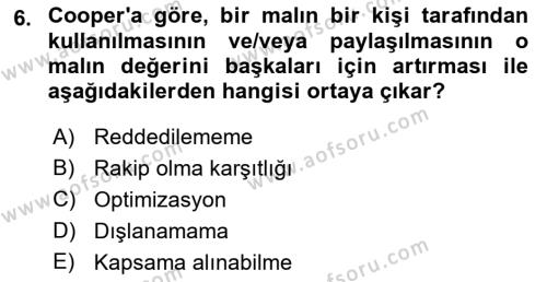 Kamu Ekonomisi 1 Dersi 2021 - 2022 Yılı (Final) Dönem Sonu Sınavı 6. Soru