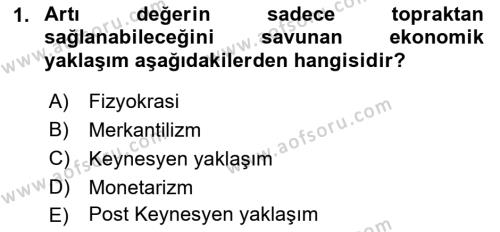 Kamu Ekonomisi 1 Dersi 2021 - 2022 Yılı Yaz Okulu Sınavı 1. Soru