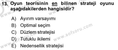 Kamu Ekonomisi 1 Dersi 2021 - 2022 Yılı Yaz Okulu Sınavı 13. Soru