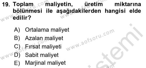 Kamu Ekonomisi 1 Dersi 2021 - 2022 Yılı Yaz Okulu Sınavı 19. Soru