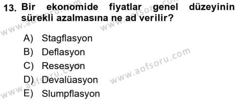Kamu Ekonomisi 1 Dersi 2022 - 2023 Yılı (Vize) Ara Sınavı 13. Soru