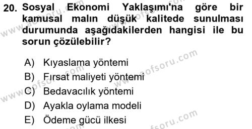 Kamu Ekonomisi 1 Dersi 2022 - 2023 Yılı (Vize) Ara Sınavı 20. Soru