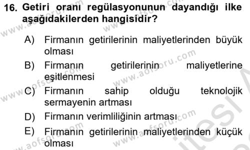 Kamu Ekonomisi 1 Dersi 2022 - 2023 Yılı (Final) Dönem Sonu Sınavı 16. Soru