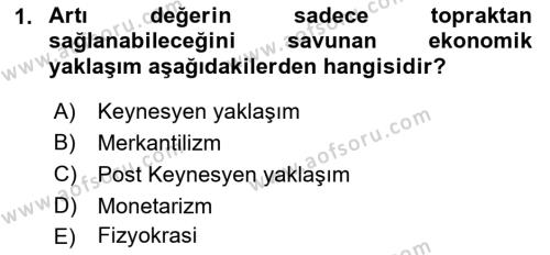 Kamu Ekonomisi 1 Dersi 2022 - 2023 Yılı Yaz Okulu Sınavı 1. Soru