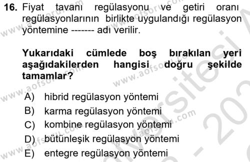 Kamu Ekonomisi 1 Dersi 2022 - 2023 Yılı Yaz Okulu Sınavı 16. Soru