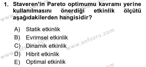 Kamu Ekonomisi 1 Dersi 2023 - 2024 Yılı (Vize) Ara Sınavı 1. Soru