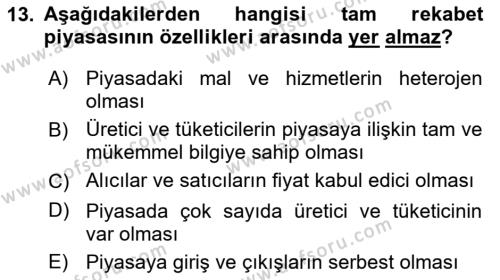 Kamu Ekonomisi 1 Dersi 2023 - 2024 Yılı (Vize) Ara Sınavı 13. Soru