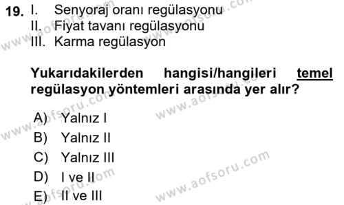 Kamu Ekonomisi 1 Dersi 2023 - 2024 Yılı (Final) Dönem Sonu Sınavı 19. Soru