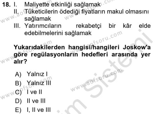 Kamu Ekonomisi 1 Dersi 2023 - 2024 Yılı Yaz Okulu Sınavı 18. Soru