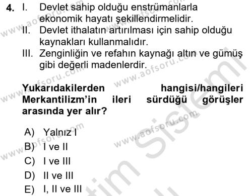 Kamu Ekonomisi 1 Dersi 2023 - 2024 Yılı Yaz Okulu Sınavı 4. Soru