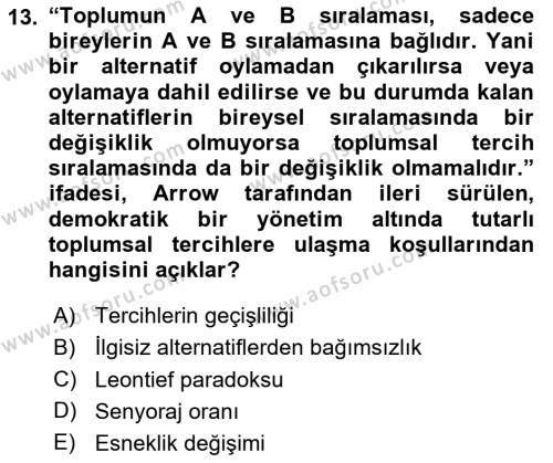 Kamu Ekonomisi 2 Dersi 2023 - 2024 Yılı (Final) Dönem Sonu Sınavı 13. Soru