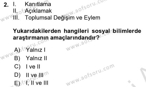 Sosyal Bilimlerde Proje Yönetimi Dersi 2020 - 2021 Yılı Yaz Okulu Sınavı 2. Soru