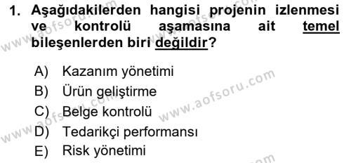 Sosyal Bilimlerde Proje Yönetimi Dersi 2021 - 2022 Yılı (Final) Dönem Sonu Sınavı 1. Soru