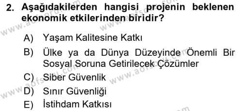 Sosyal Bilimlerde Proje Yönetimi Dersi 2021 - 2022 Yılı Yaz Okulu Sınavı 2. Soru