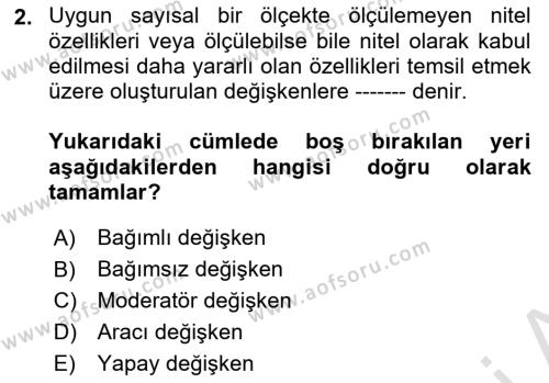 Ekonometrinin temelleri Dersi 2020 - 2021 Yılı Yaz Okulu Sınavı 2. Soru