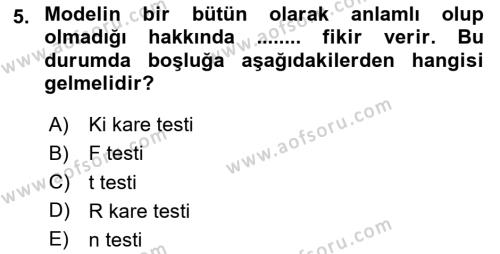 Ekonometrinin temelleri Dersi 2020 - 2021 Yılı Yaz Okulu Sınavı 5. Soru