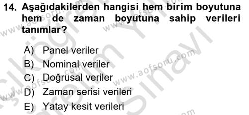 Ekonometrinin temelleri Dersi 2021 - 2022 Yılı (Vize) Ara Sınavı 14. Soru