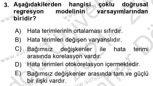 Ekonometrinin temelleri Dersi 2021 - 2022 Yılı (Vize) Ara Sınavı 3. Soru