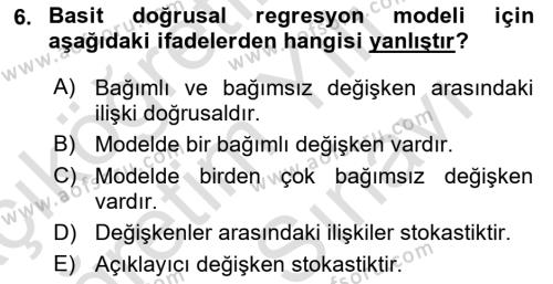 Ekonometrinin temelleri Dersi 2021 - 2022 Yılı (Vize) Ara Sınavı 6. Soru