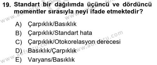 Ekonometrinin temelleri Dersi 2021 - 2022 Yılı (Final) Dönem Sonu Sınavı 19. Soru