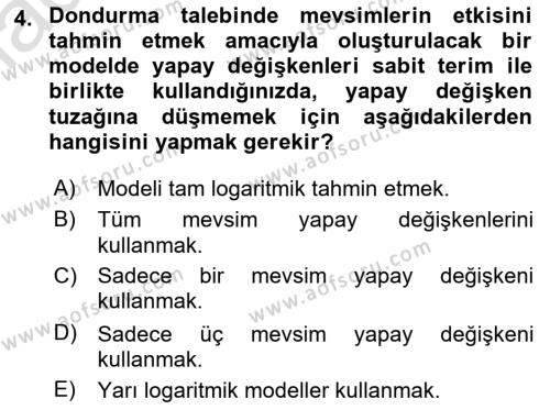 Ekonometrinin temelleri Dersi 2021 - 2022 Yılı Yaz Okulu Sınavı 4. Soru