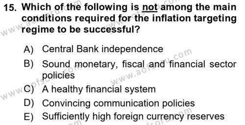 Monetary Theory and Policy Dersi 2023 - 2024 Yılı (Vize) Ara Sınavı 15. Soru