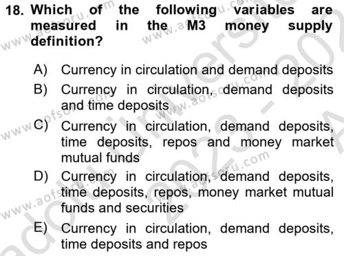 Monetary Theory and Policy Dersi 2023 - 2024 Yılı (Vize) Ara Sınavı 18. Soru