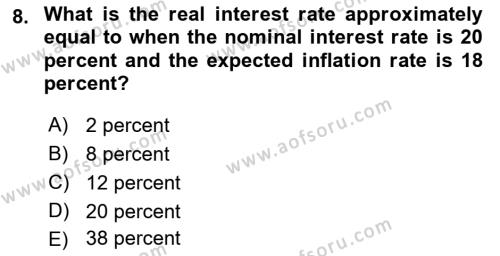 Monetary Theory and Policy Dersi 2023 - 2024 Yılı (Vize) Ara Sınavı 8. Soru