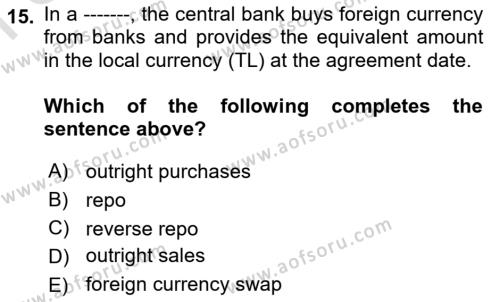 Monetary Theory and Policy Dersi 2023 - 2024 Yılı (Final) Dönem Sonu Sınavı 15. Soru