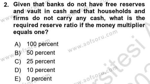 Monetary Theory and Policy Dersi 2023 - 2024 Yılı Yaz Okulu Sınavı 2. Soru
