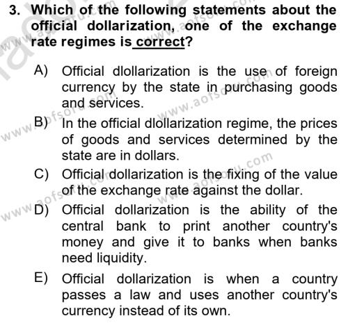 Monetary Theory and Policy Dersi 2023 - 2024 Yılı Yaz Okulu Sınavı 3. Soru