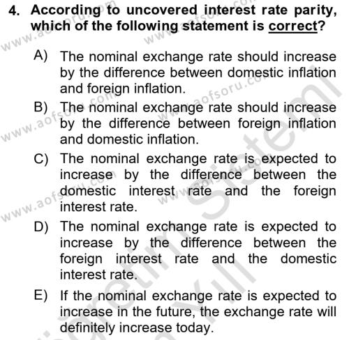 Monetary Theory and Policy Dersi 2023 - 2024 Yılı Yaz Okulu Sınavı 4. Soru