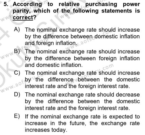 Monetary Theory and Policy Dersi 2023 - 2024 Yılı Yaz Okulu Sınavı 5. Soru