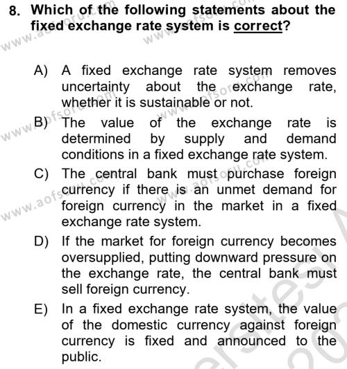 Monetary Theory and Policy Dersi 2023 - 2024 Yılı Yaz Okulu Sınavı 8. Soru