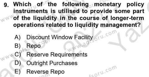 Monetary Theory and Policy Dersi 2023 - 2024 Yılı Yaz Okulu Sınavı 9. Soru