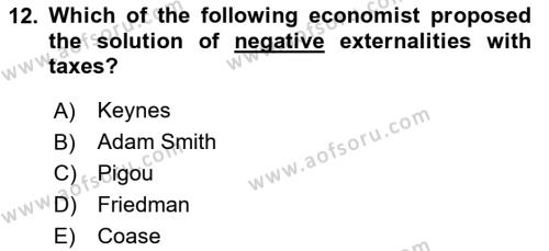 Public Finance Dersi 2023 - 2024 Yılı (Vize) Ara Sınavı 12. Soru