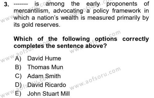 International Economics 1 Dersi 2024 - 2025 Yılı (Vize) Ara Sınavı 3. Soru