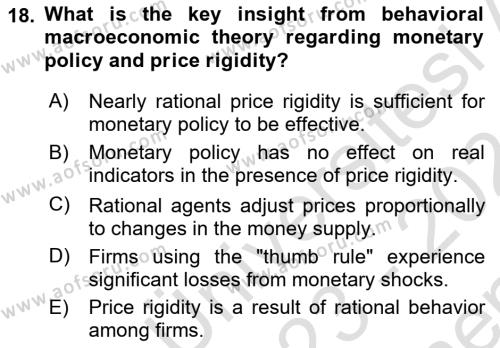 Behavioral Economics Dersi 2023 - 2024 Yılı (Final) Dönem Sonu Sınavı 18. Soru