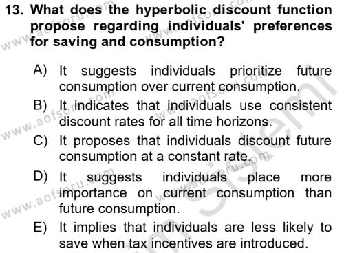 Behavioral Economics Dersi 2023 - 2024 Yılı Yaz Okulu Sınavı 13. Soru
