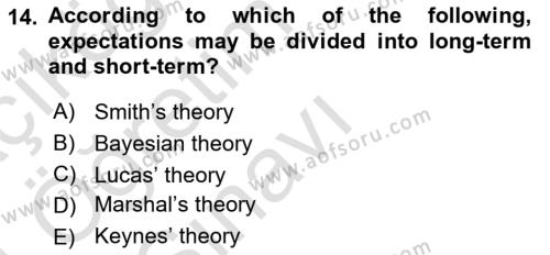 Behavioral Economics Dersi 2023 - 2024 Yılı Yaz Okulu Sınavı 14. Soru