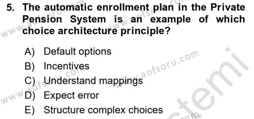 Behavioral Economics Dersi 2023 - 2024 Yılı Yaz Okulu Sınavı 5. Soru