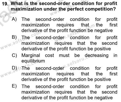 Industrial Economics Dersi 2023 - 2024 Yılı (Vize) Ara Sınavı 19. Soru