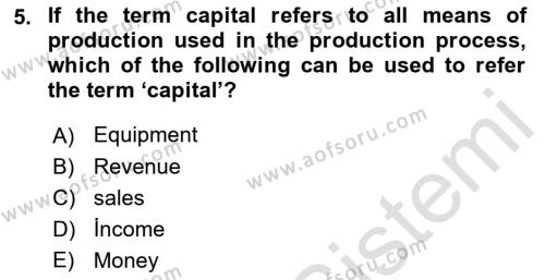 Industrial Economics Dersi 2023 - 2024 Yılı (Final) Dönem Sonu Sınavı 5. Soru