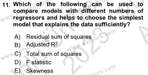 Econometrics 1 Dersi 2023 - 2024 Yılı (Vize) Ara Sınavı 11. Soru