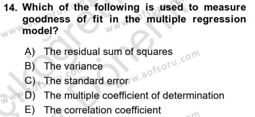 Econometrics 1 Dersi 2023 - 2024 Yılı (Vize) Ara Sınavı 14. Soru