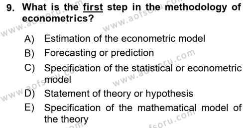 Econometrics 1 Dersi 2023 - 2024 Yılı (Vize) Ara Sınavı 9. Soru