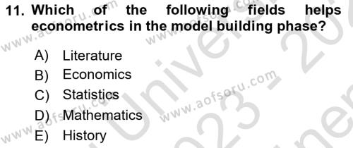 Econometrics 1 Dersi 2023 - 2024 Yılı (Final) Dönem Sonu Sınavı 11. Soru