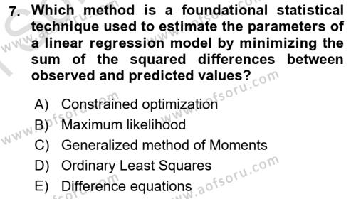 Econometrics 1 Dersi 2023 - 2024 Yılı (Final) Dönem Sonu Sınavı 7. Soru