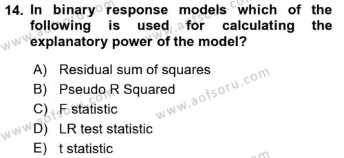 Econometrics 1 Dersi 2023 - 2024 Yılı Yaz Okulu Sınavı 14. Soru